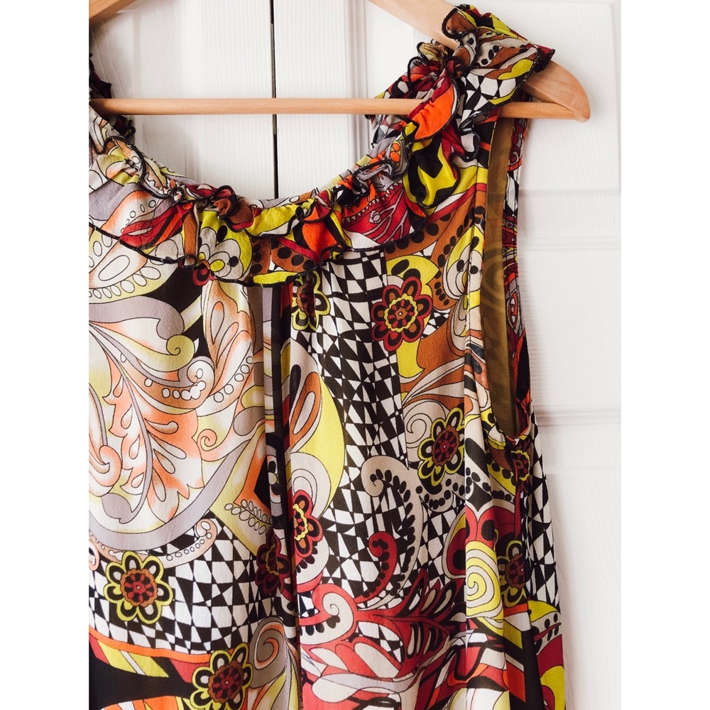 Adele Fado multicolor ruffle pattern dress small - Picture 3 of 8